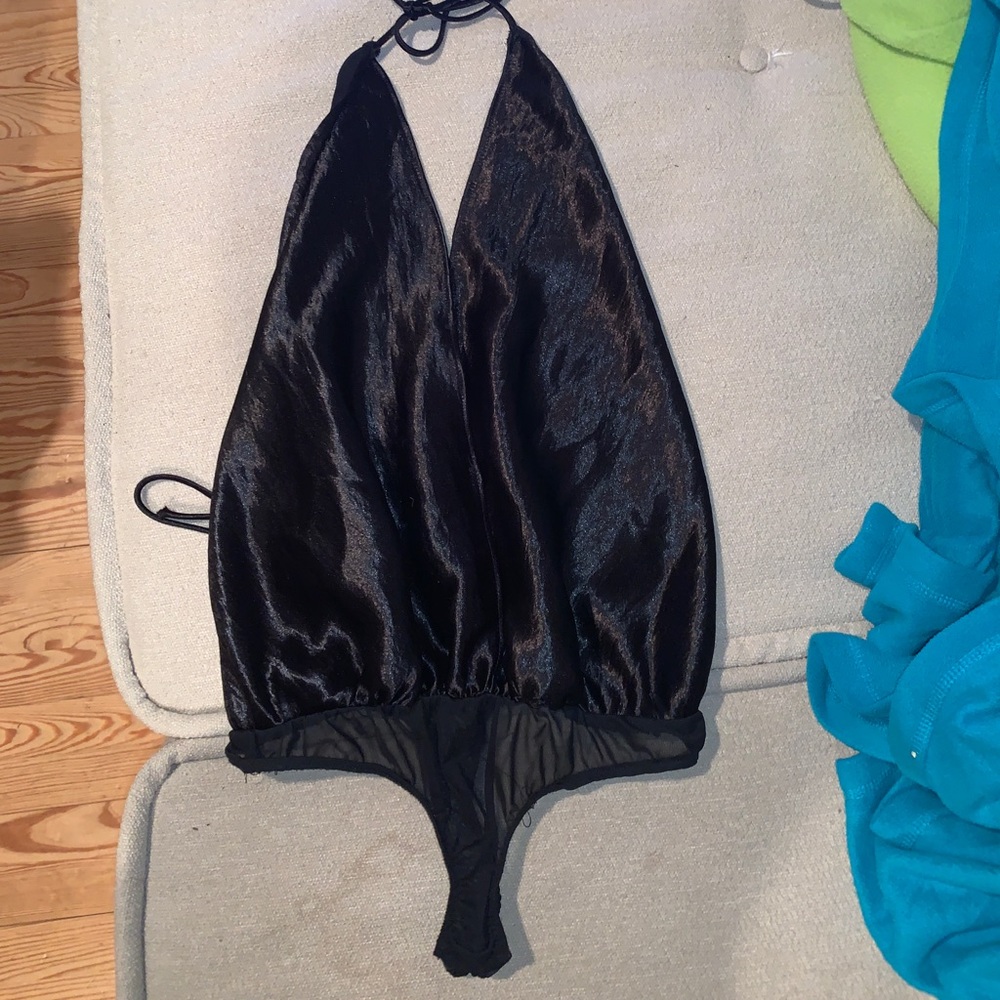 Free People Black Silk Body Suit